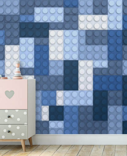 seleção de tijolos de brinquedo azul papel de parede