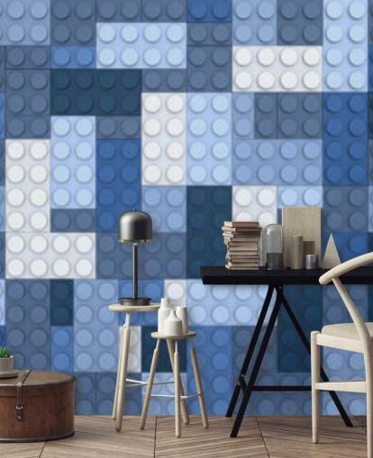 selección de papel tapiz de ladrillos de juguete azul