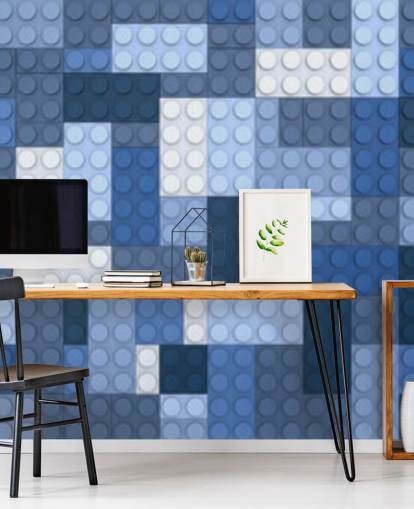 selection of blue toy bricks wallpaper