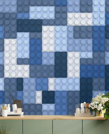 selection of blue toy bricks wallpaper