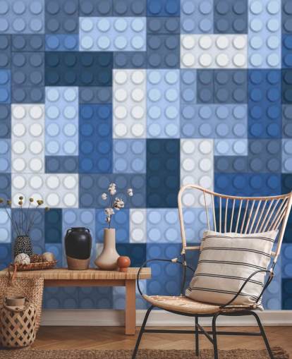 selection of blue toy bricks wallpaper