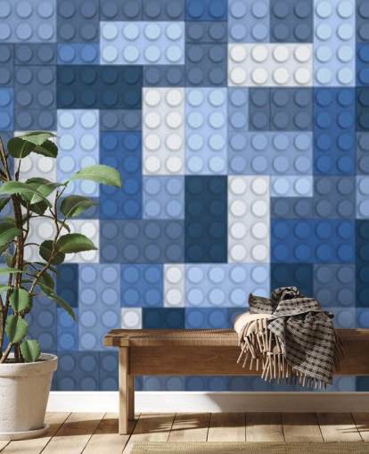 selection of blue toy bricks wallpaper