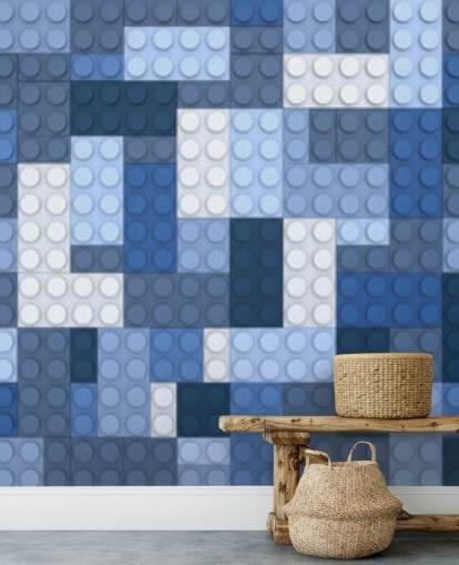 selección de papel tapiz de ladrillos de juguete azul