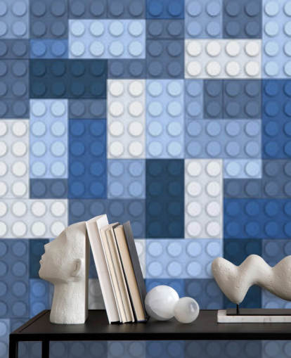 selection of blue toy bricks wallpaper