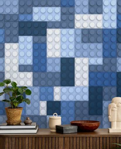 seleção de tijolos de brinquedo azul papel de parede seleção de tijolos de brinquedo azul papel de parede