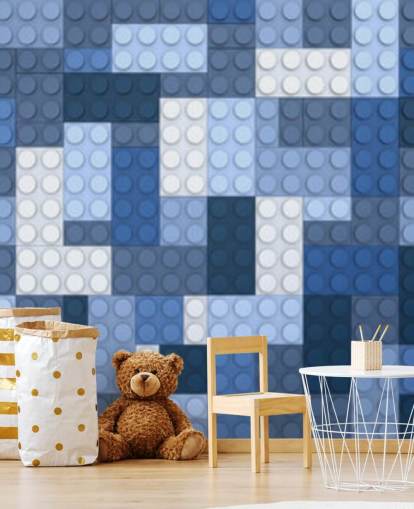 selection of blue toy bricks wallpaper