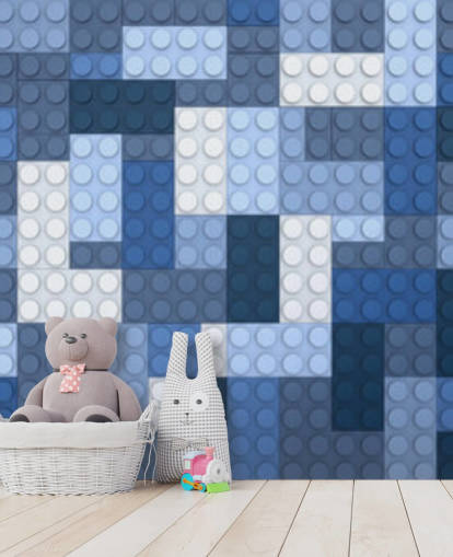 selection of blue toy bricks wallpaper