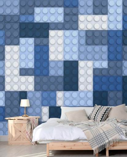 selection of blue toy bricks wallpaper