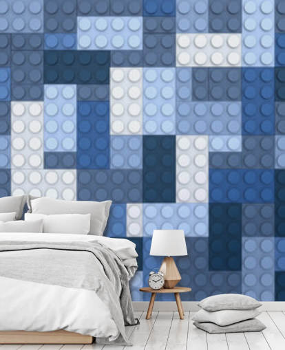 selection of blue toy bricks wallpaper