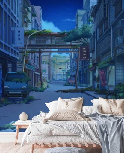 fondo de pantalla animado calle ciudad oscura y desierta