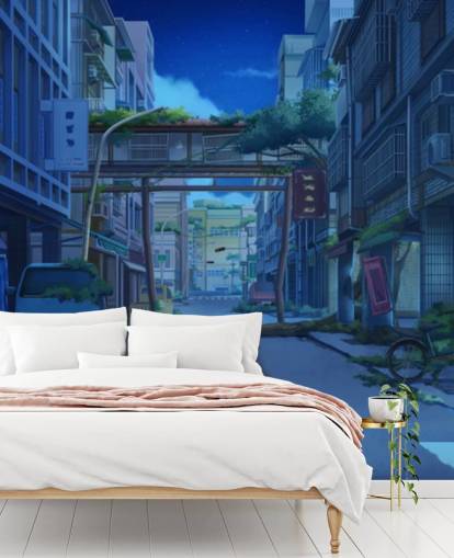 dark and deserted animated city street wallpaper