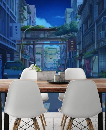 dark and deserted animated city street wallpaper