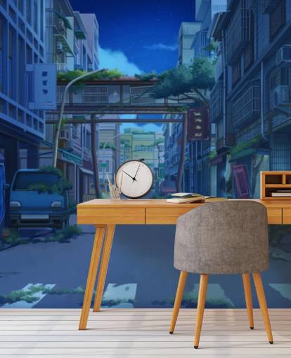 dark and deserted animated city street wallpaper