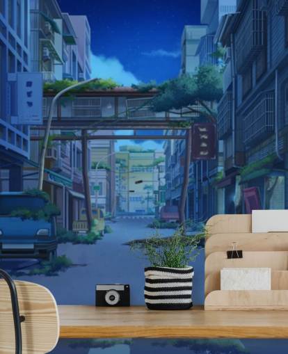 mørke og øde animerede city street tapet