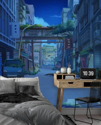 mörka och övergivna animerade staden gatan tapeter