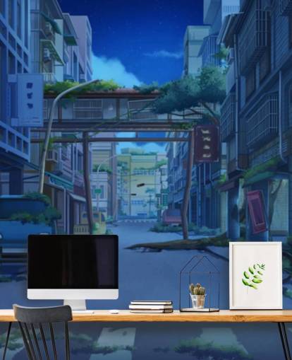 fondo de pantalla animado calle ciudad oscura y desierta