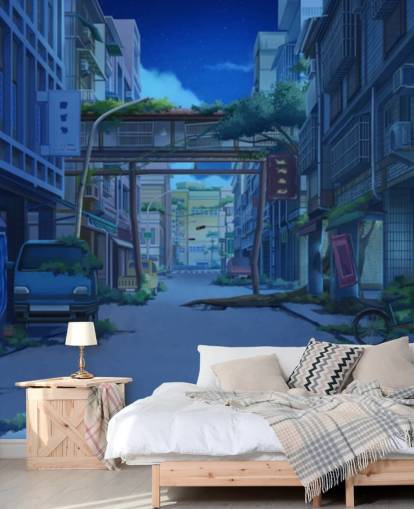 fondo de pantalla animado calle ciudad oscura y desierta