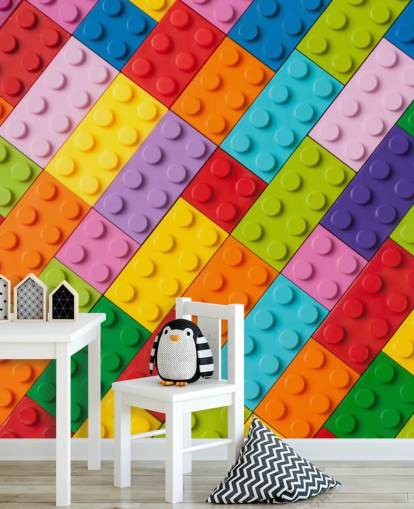 Mattoni da costruzione giocattolo Toy Brick Wall Mural Mattoni da costruzione giocattolo Toy Brick Wall Mural