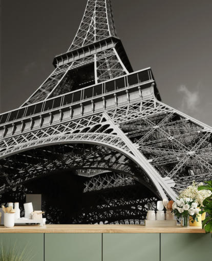 La carta da parati della Torre Eiffel dal basso