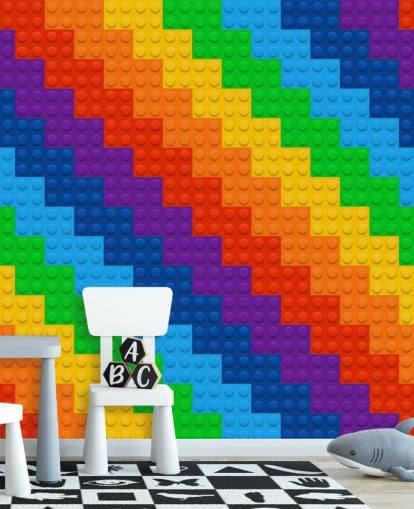 Rainbow of Toy Bricks behang
