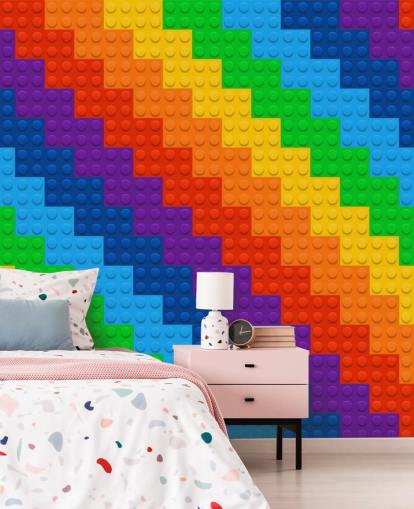 Rainbow of Toy Bricks behang