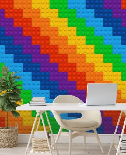Rainbow of Toy Bricks behang