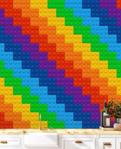 Papel pintado Arco iris de ladrillos de juguete