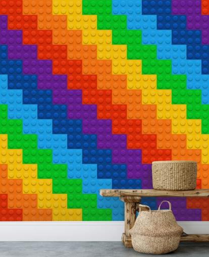 Rainbow of Toy Bricks behang
