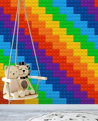 Rainbow av leketøy murstein tapet