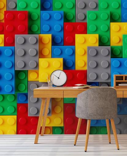 papier peint mural coloré pour enfants appelé Toy Brick Fun pour les chambres d'enfants, les salles de jeux et les écoles