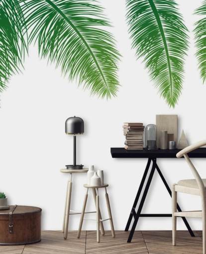 groene varenbladeren behang