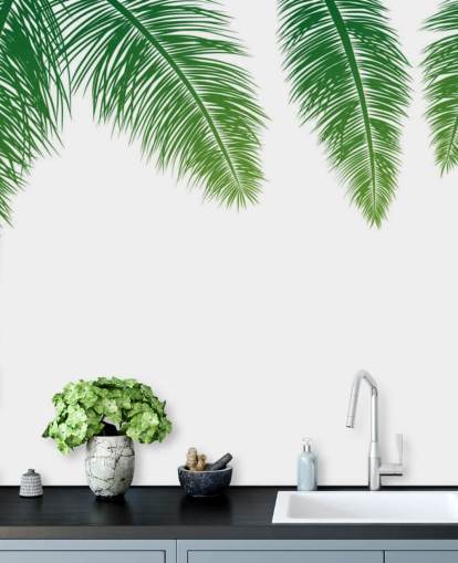 groene varenbladeren behang