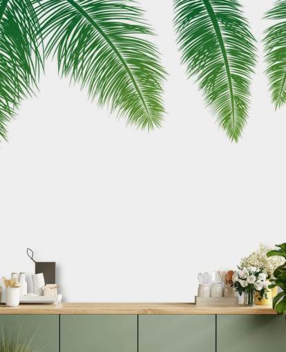 groene varenbladeren behang