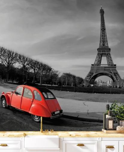 photo noir et blanc de la tour eiffel et du papier peint de voitures anciennes rouge photo noir et blanc de la tour eiffel et du papier peint de voitures anciennes rouge