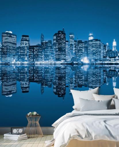 blaues kundenspezifisches New Yorker Tapeten-Wandbild namens Manhattan, New York City für Wohnzimmer