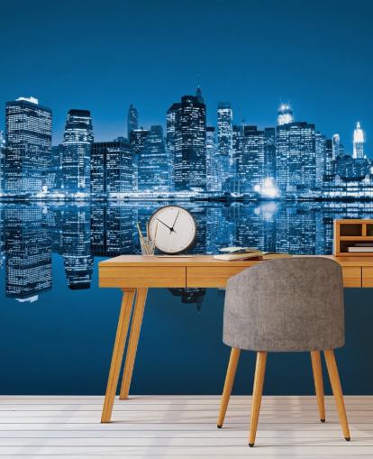 blå anpassad New York tapetväggmålning som heter Manhattan, New York City för vardagsrum blå anpassad New York tapetväggmålning som heter Manhattan, New York City för vardagsrum