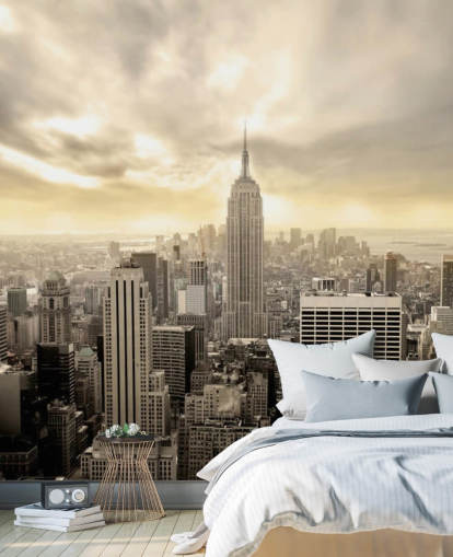 grå tilpasselig New York tapetmaleri kaldet Manhattan til stuer