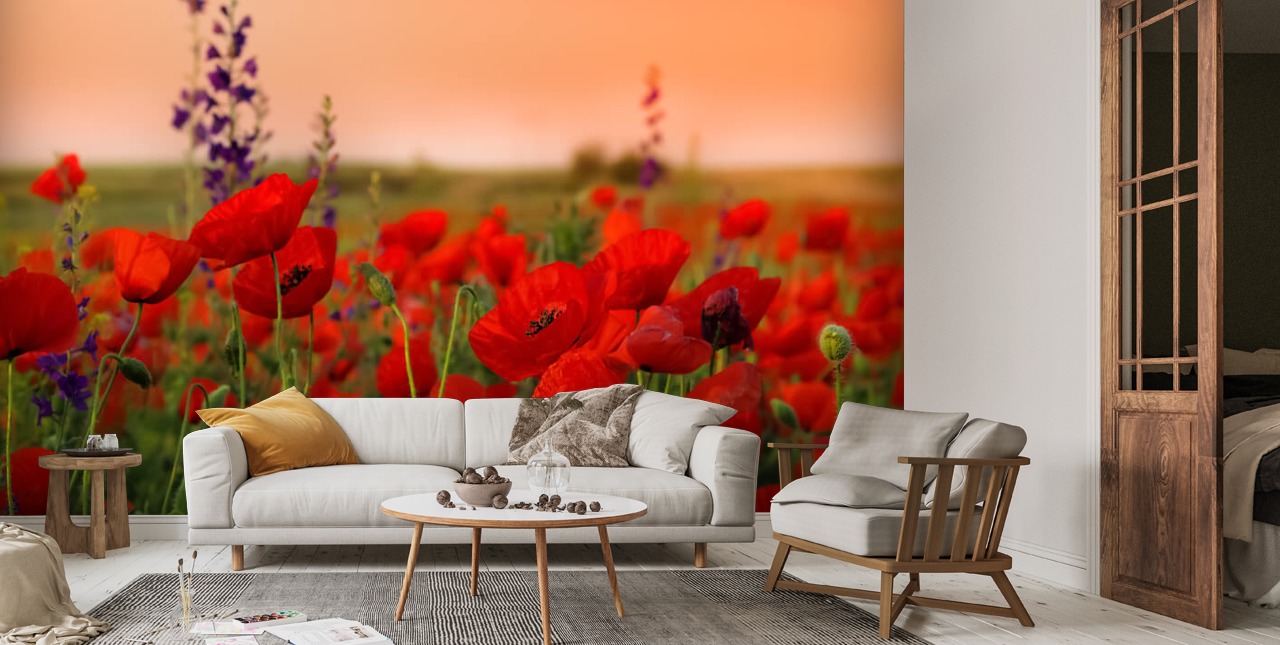 Field of Poppies Wallpaper | Wallsauce UK