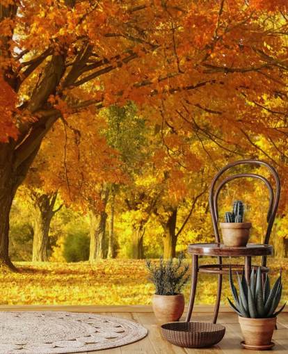 Sfondo arancione con scena autunnale Sfondo arancione con scena autunnale