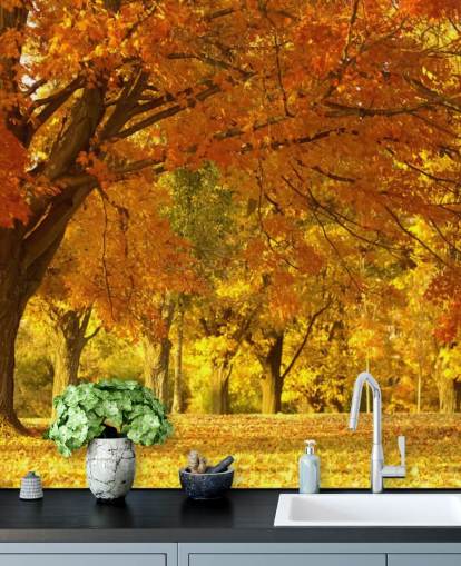 Sfondo arancione con scena autunnale