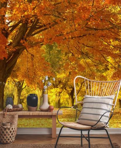 Sfondo arancione con scena autunnale Sfondo arancione con scena autunnale