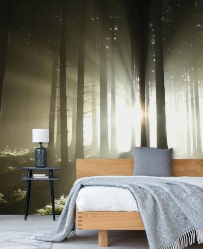 Lichte en donkere muurschildering van het bos