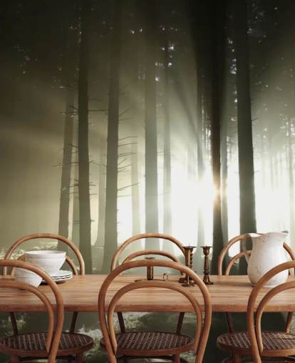 Lichte en donkere muurschildering van het bos