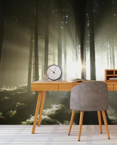 Lichte en donkere muurschildering van het bos