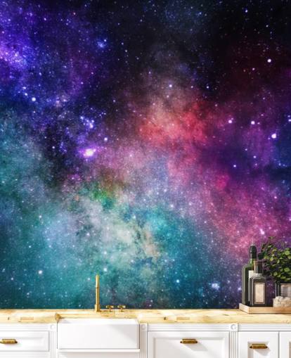 pink, purple and blue custom nebula wallpaper mural called Colourful Nebula for bedrooms