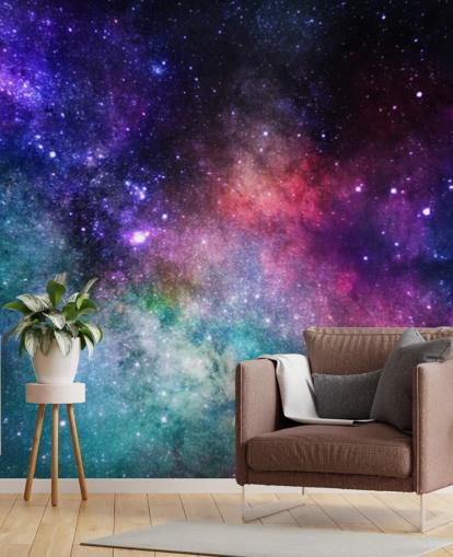 pink, purple and blue custom nebula wallpaper mural called Colorful Nebula for bedrooms