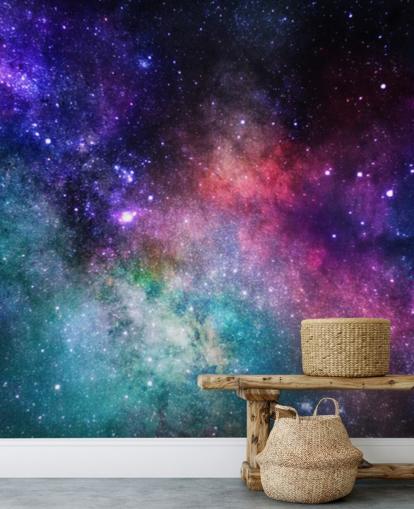 rosa, lilla og blå tilpasset tåke tapetmaleri kalt Colourful Nebula for soverom rosa, lilla og blå tilpasset tåke tapetmaleri kalt Colourful Nebula for soverom