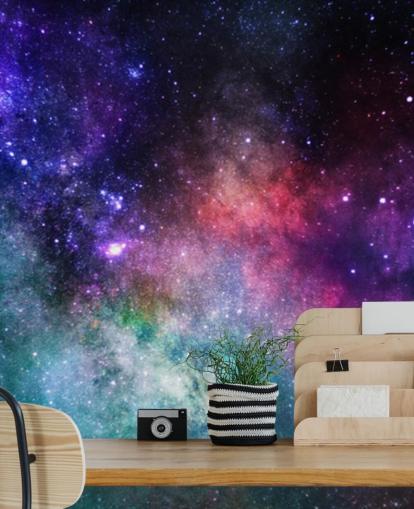 pink, purple and blue custom nebula wallpaper mural called Colorful Nebula for bedrooms