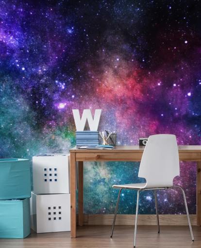 benutzerdefinierte Nebeltapete in Rosa, Lila und Blau namens Bunter Nebel für Schlafzimmer