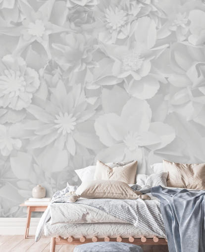 papel pintado de flores blancas sutiles